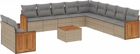 vidaXL 12 részes bézs polyrattan kerti ülőgarnitúra párnákkal