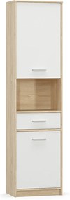 Könyvespolc 2D1S, fehér/tölgy sonoma, TEYO