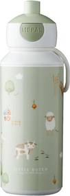 Világoszöld műanyag gyerek ivópalack 400 ml Little Farm by Little Dutch – Mepal