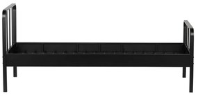 Fekete fém egyszemélyes ágy ágyráccsal 90x200 cm Mees – WOOOD