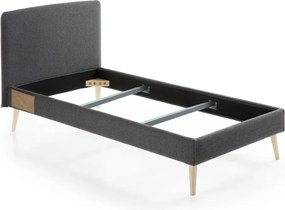 Lydia sötétszürke kárpitozott ágy, 90 x 190 cm - Kave Home