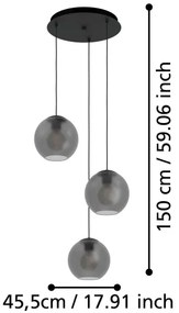 Eglo 390213 - Csillár zsinóron ARANGONA 3xE27/40W/230V füstös