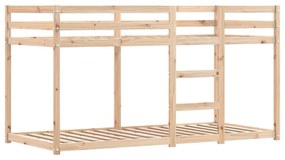 fehér/fekete tömör fenyőfa emeletes ágy függönyökkel 90x200 cm