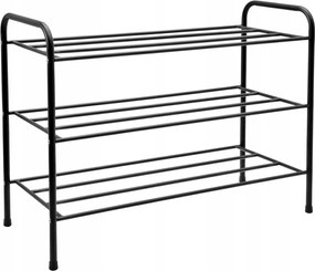 Cipőtartó polc 3 szintes fém, fekete