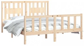 tömör fenyőfa ágykeret fejtámlával 160 x 200 cm