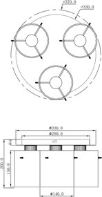 Globo 15904-3D - Mennyezeti lámpa TULIVAR 3xE27/40W/230V átm. 37 cm szürke