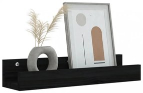 2 db fekete tömör fenyőfa falipolc 50 x 12 x 9 cm
