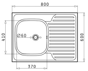 Pyramis 101041501 - CORE konyhai mosogató 80x60 cm, selyemfényű