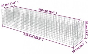 horganyzott acél gabion magaságyás 270 x 50 x 50 cm