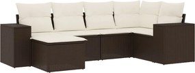 vidaXL 6 részes barna polyrattan kerti ülőgarnitúra párnával