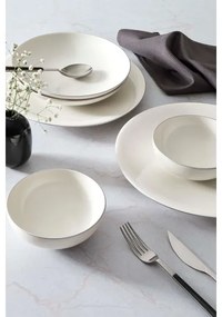 18 részes porcelán étkészlet, fehér/ezüst