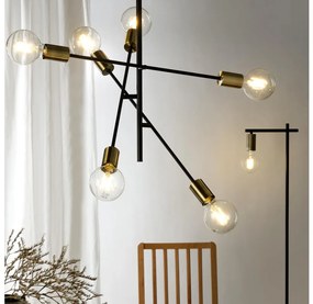 ONLI - Csillár zsinóron CROSS 6xE27/22W/230V fekete/réz