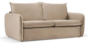Bézs bársony kinyitható kanapé 194 cm Vienna – Cosmopolitan Design