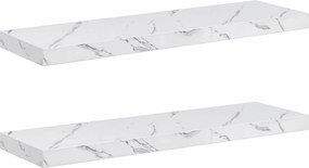 vidaXL Falpolc tárolóval 2 pcs Fehér márvány 90 x 23,5 x 4 cm Faanyag