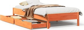 vidaXL viaszbarna tömör fenyőfa ágy matrac nélkül 90 x 190 cm