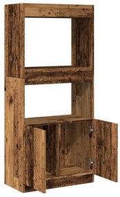 antik fa színű szerelt fa magasszekrény 63 x 33 x 140 cm