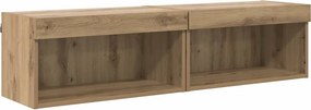 vidaXL TV szekrény garnitúra leddel Artisan tölgy Faanyag