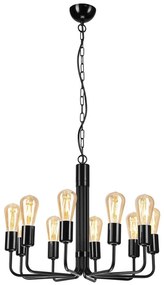 Csillár láncon TIFFANY 10xE27/60W/230V fekete