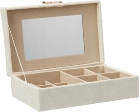 Ékszertartó Doboz Poliészter 25X7,5X15,5 CM Tükörrel És Rekesszel