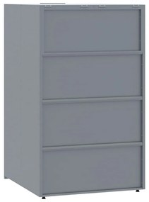 szürke acél kerekes tároló 5 szemeteskukához 345 x 79 x 117 cm
