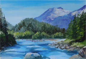 Fotótapéta Flizelin Dekoratív tapéta Hegyi táj 152x104 Ragasztó