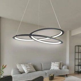 LED Csillár zsinóron TANGO LED/44W/230V 4000K átm. 60 cm fekete