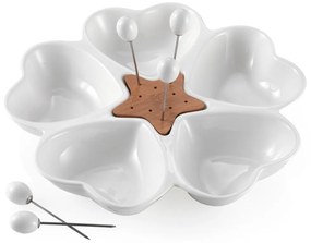 Előétel tálca, Hearts Antipasto, Brandani, Ø28 cm, porcelán / bambusz