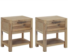 vidaXL 2 db tömör akácfa fiókos éjjeliszekrény 40 x 30 x 48 cm