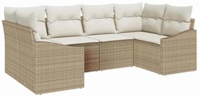vidaXL Kerti Kanapé Szett tárolóval 6 pcs Beige és krém polirattan