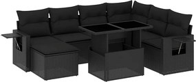 vidaXL 9 részes fekete polyrattan kerti ülőgarnitúra párnákkal
