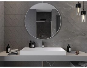 Mexen Loft, kerek fürdőszobai tükör 100 cm, keret színe fehér, 9850-100-100-000-20