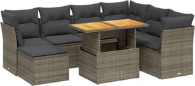 vidaXL 8 részes szürke polyrattan kerti ülőgarnitúra párnákkal