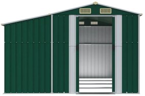 zöld horganyzott acél kerti fészer 277 x 365,5 x 179 cm