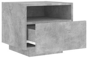 betonszürke éjjeliszekrény LED-világítással 40 x 39 x 37 cm
