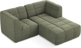 Zöld buklé sarokkanapé (jobb oldali-heverő résszel) Aloha – Makamii