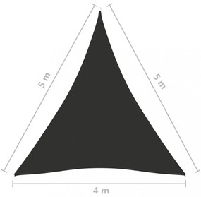 antracitszürke háromszög alakú oxford-szövet napvitorla 4x5x5 m