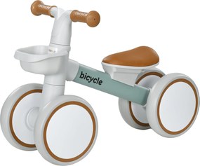 AIYAPLAY Gyerek Bicikli 1 Éves Kortól 20 kg-ig, TPU Kerekekkel, Állítható Üléssel, Kosárral - Ajándék Fiúknak és Lányoknak - Zöld+Fehér | Aosom