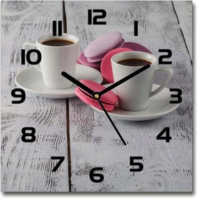 Négyzet alakú üveg falióra Kávé és keksz 30x30 cm