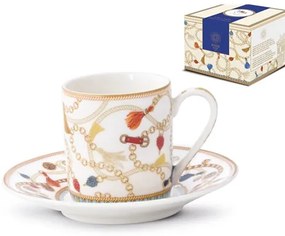 Porcelán eszpresszócsésze+alj 80ml 2 személyes dobozban, Cheval