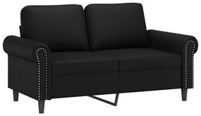 2 személyes fekete műbőr kanapé 120 cm