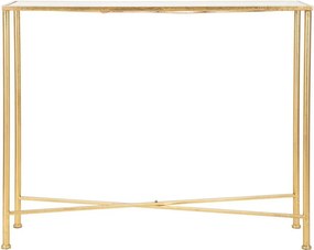 Fehér-aranyszínű konzolasztal üveg asztallappal 35x100 cm Butterflies – Mauro Ferretti