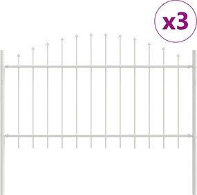 vidaXL Kerti Kerítés 3 pcs Fehér 170 x 140 cm Porszórt acél