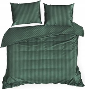 Szatén ágyneműhuzat 160x200 Vera zöld sötét damaszt csíkos