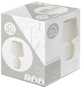 Fehér-barna kerámia asztali lámpa textil búrával (magasság 24 cm) – Casa Selección
