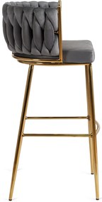 Elegáns Bárszék Szürke Bársony Kárpittal. FLORES 2