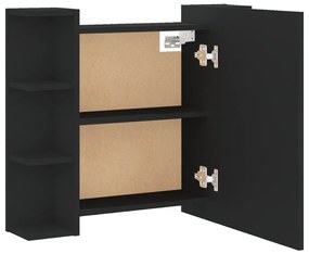 fekete tükrös szekrény LED-ekkel 70 x 16,5 x 60 cm