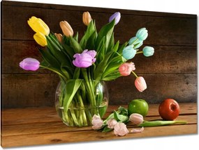 Vászonkép 120x80 Csokor Színes tulipánok