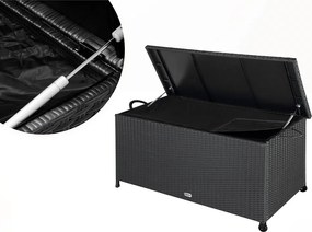 RICCO polyrattan tárolódoboz, 122x56x61cm, fekete Casaria