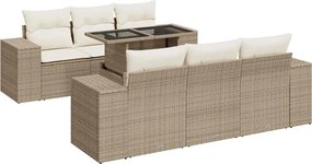 vidaXL 7 részes bézs polyrattan kerti ülőgarnitúra párnákkal