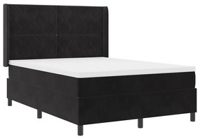 Boxspring Ágy Mattal és LED Fekete 160x200 cm Bársonyos